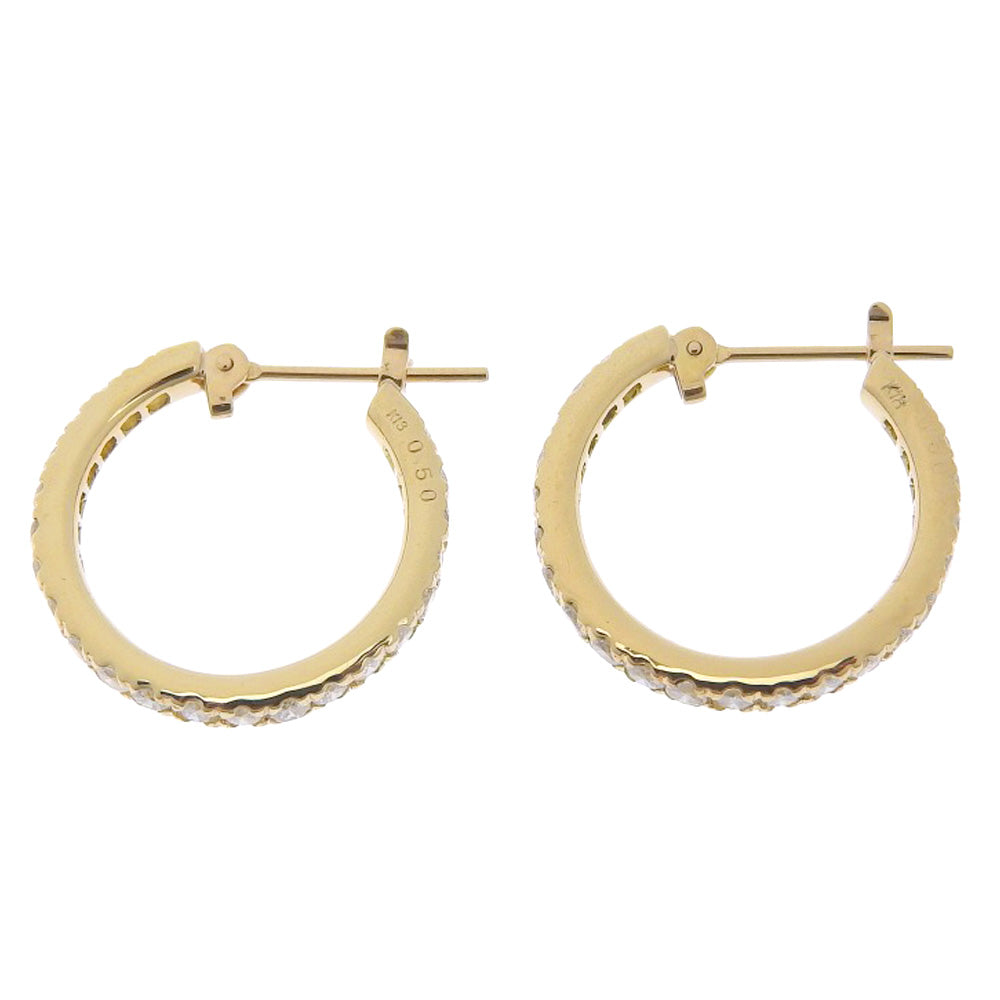 K18YG Yellow Gold Diamond Hoop Earrings 0.50ct in Excellent Condition