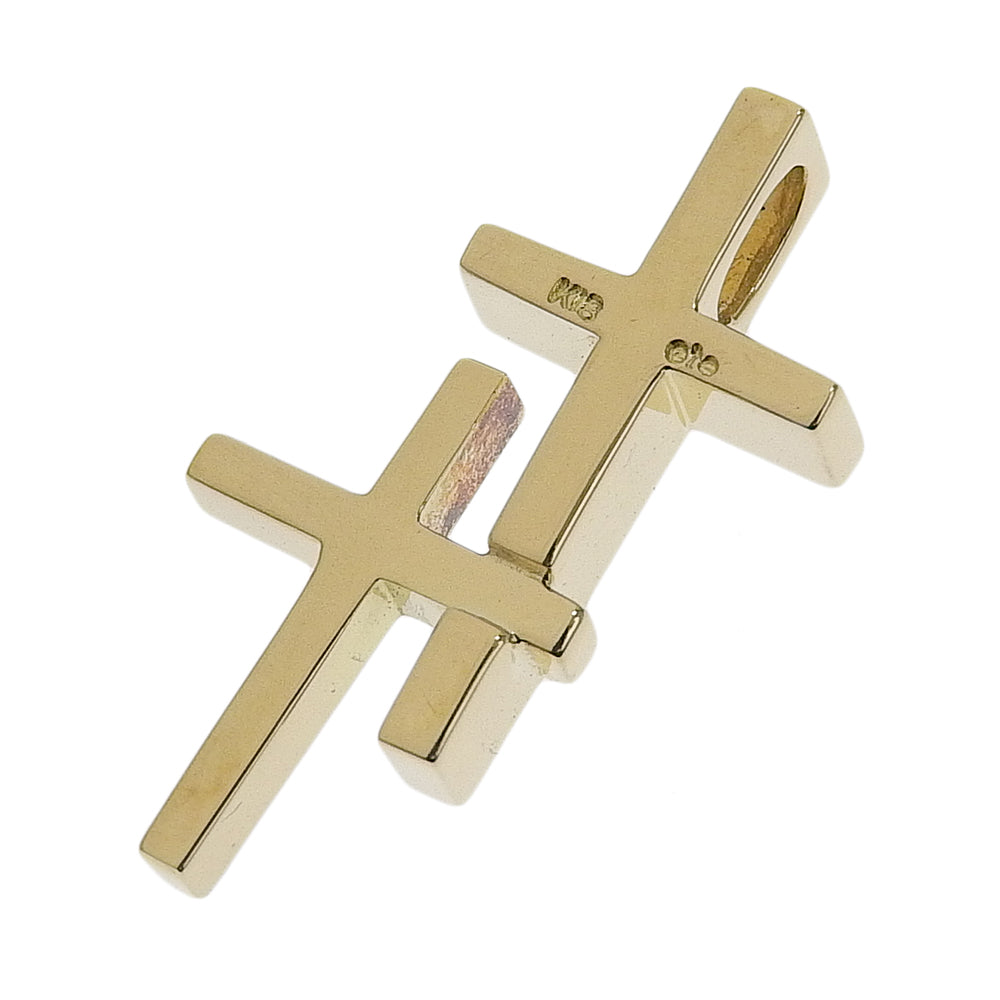 ETE Double Cross Motif Pendant Top K18YG Yellow Gold in Excellent Condition