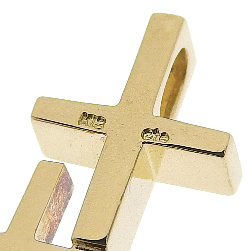 ETE Double Cross Motif Pendant Top K18YG Yellow Gold in Excellent Condition