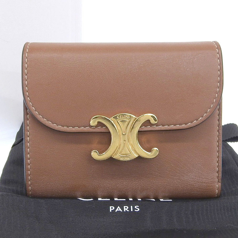 Celine Triomphe Small Leather Wallet Brown