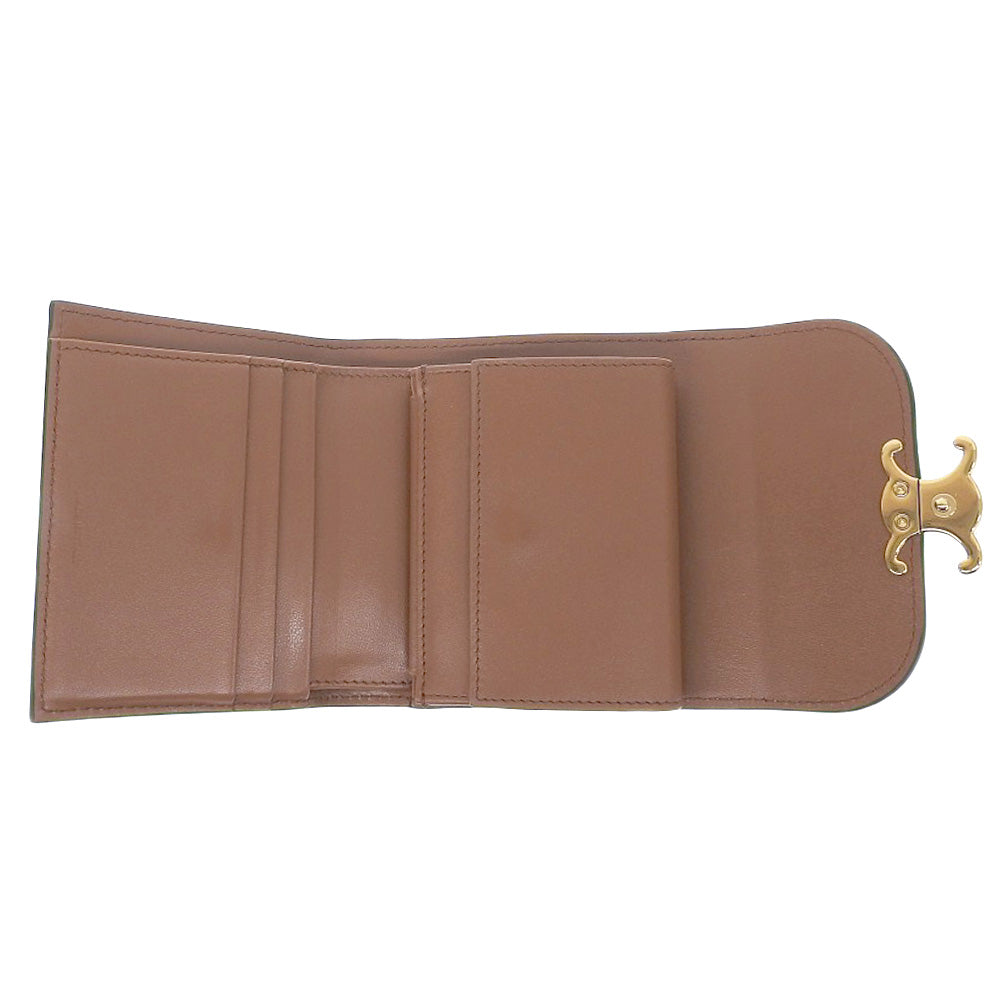 Celine Triomphe Small Leather Wallet Brown in Great Condition