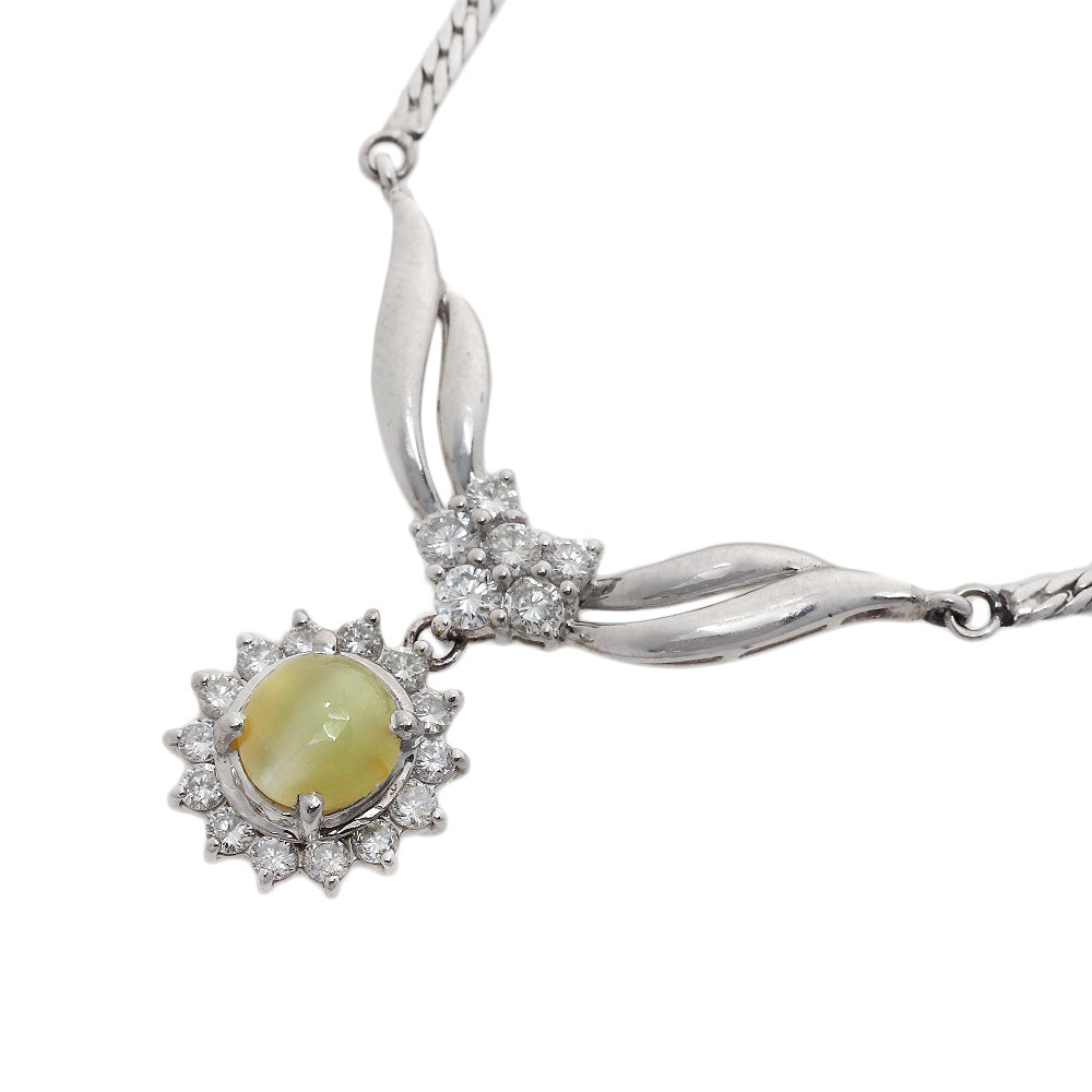 Platinum Chrysoberyl Cat's Eye Necklace PT900 43cm