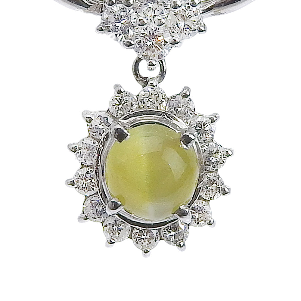 Platinum Chrysoberyl Cat's Eye Necklace PT900 43cm in Excellent Condition