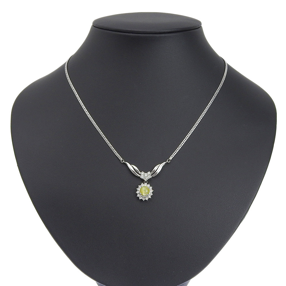 Platinum Chrysoberyl Cat's Eye Necklace PT900 43cm in Excellent Condition