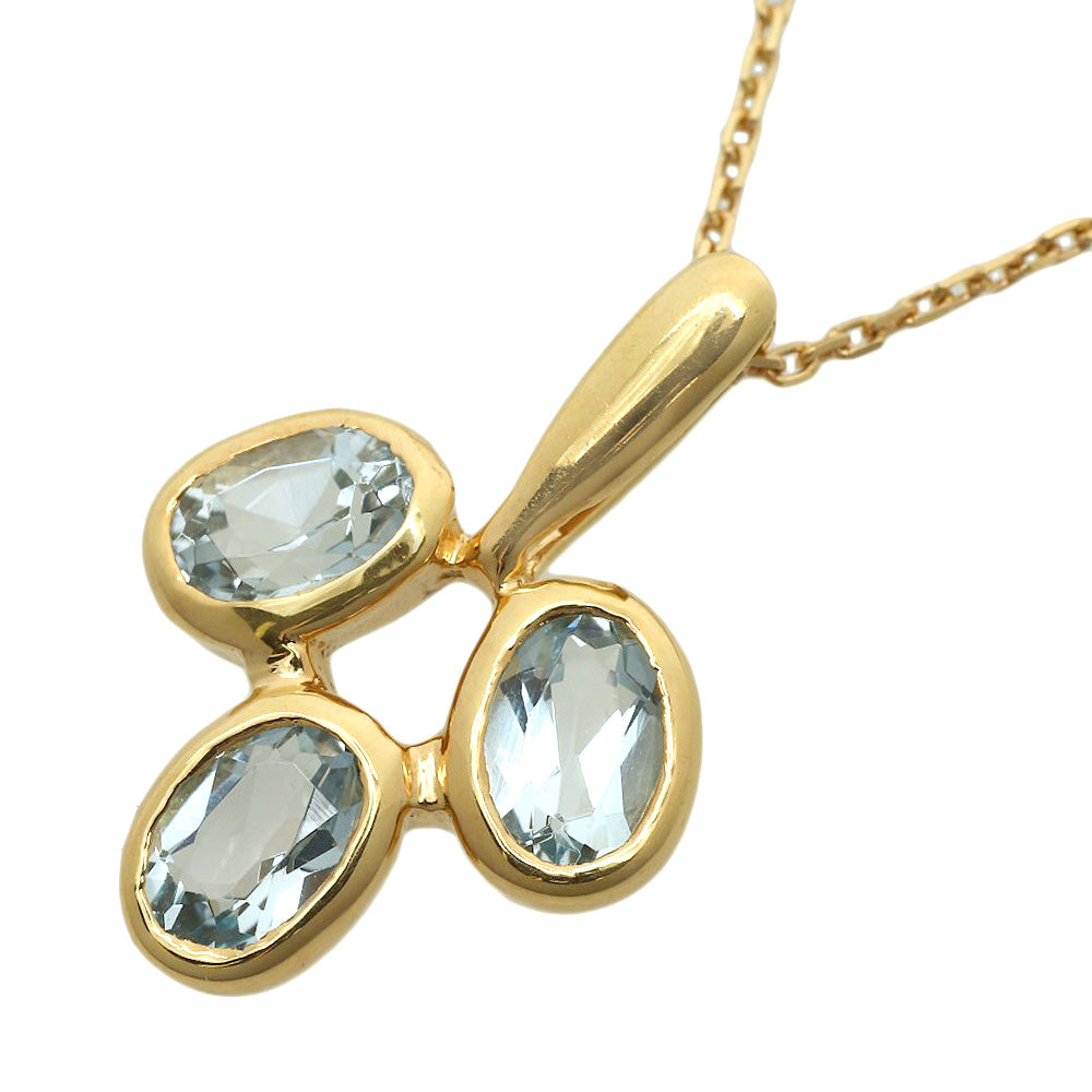 JEWELRY MAKI K18YG Blue Topaz Necklace 40cm Yellow Gold in Excellent Condition