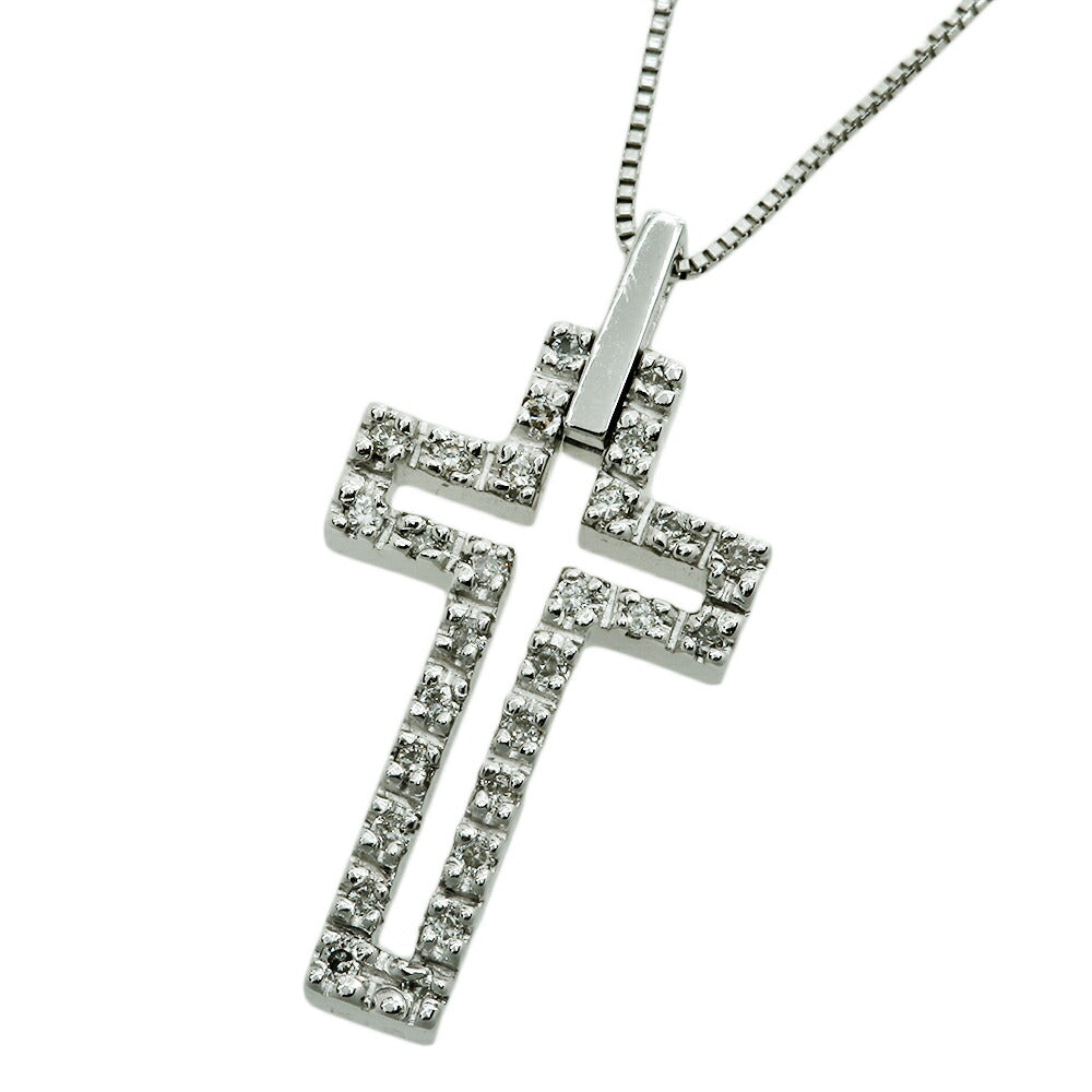 Vendome Aoyama K18WG Diamond Cross Necklace