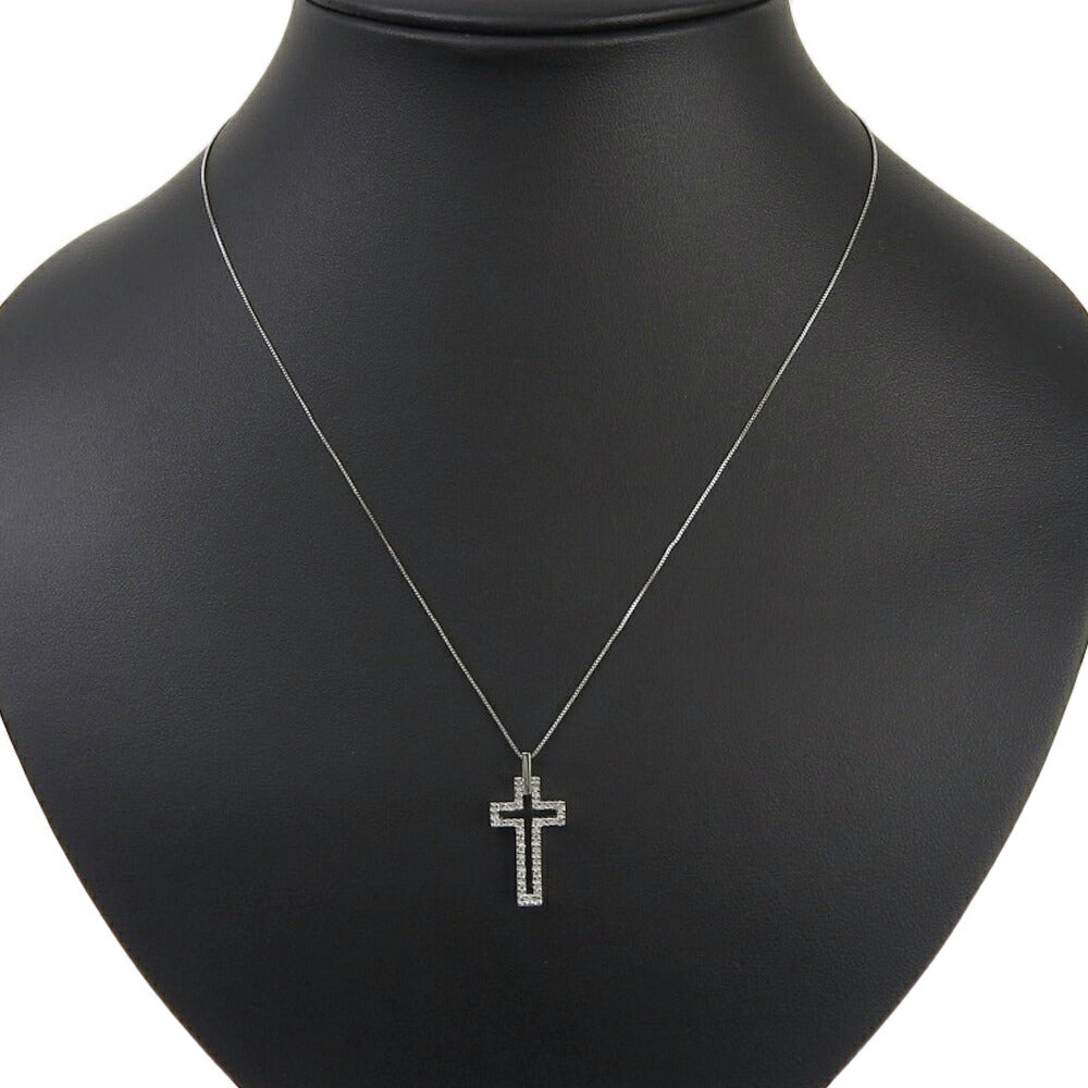 Vendome Aoyama K18WG Diamond Cross Necklace