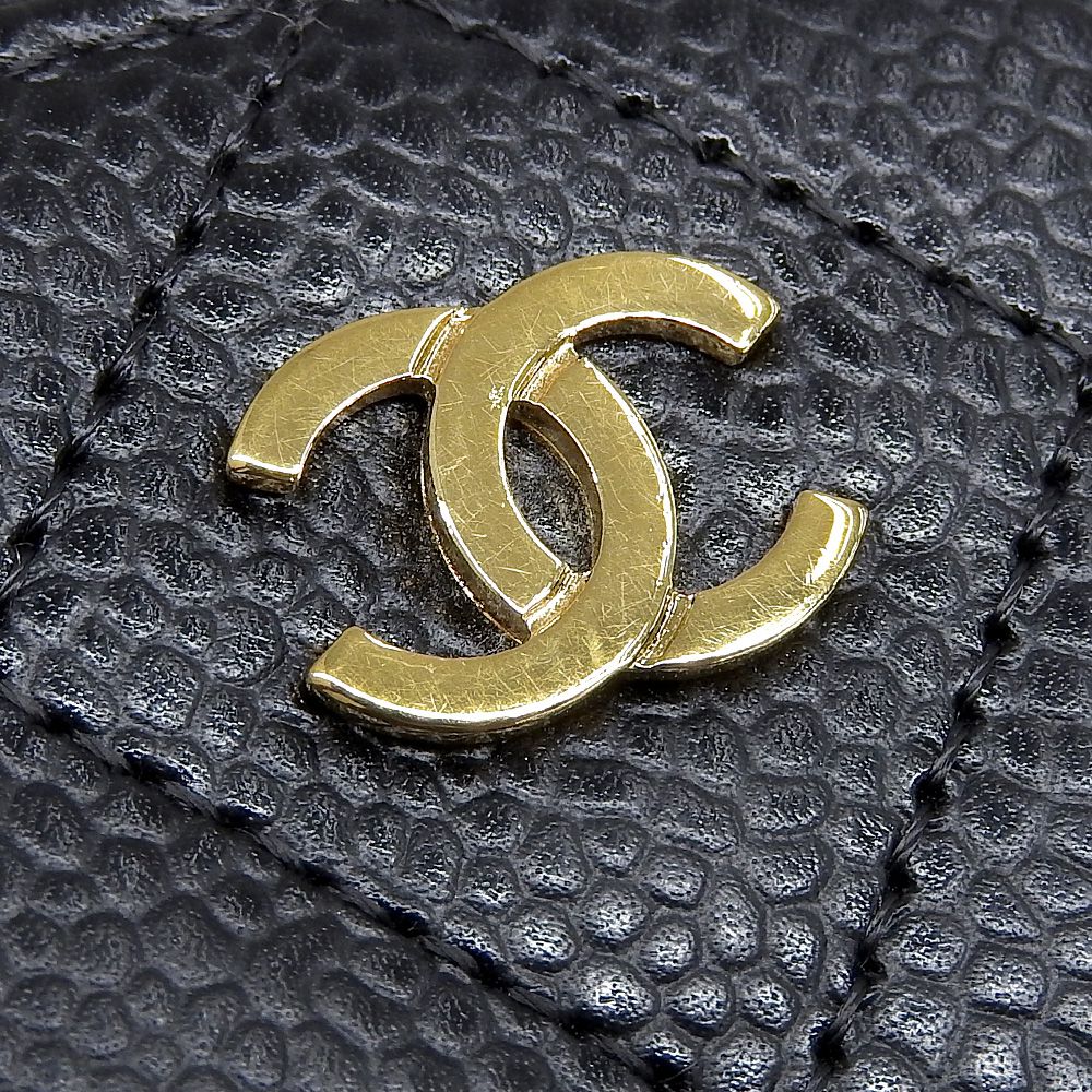 Chanel Caviar Skin Round Zipper Long Wallet A50097