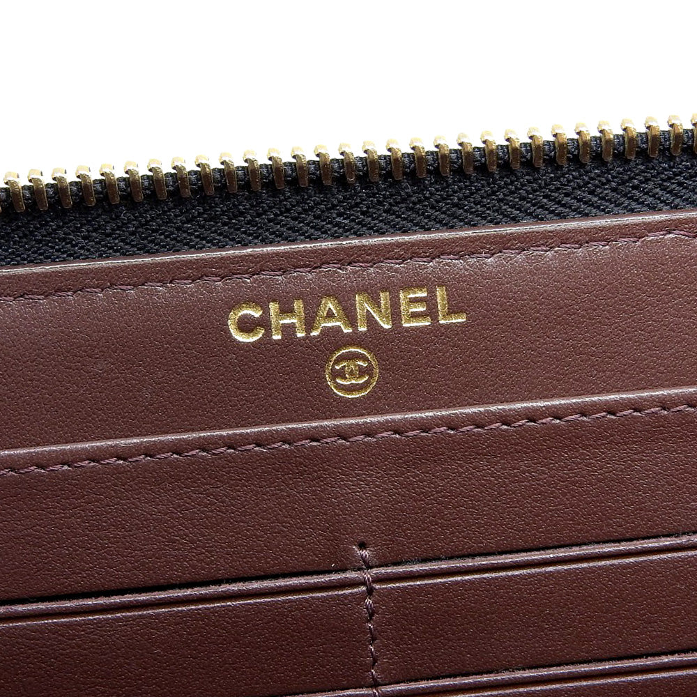 Chanel Caviar Skin Round Zipper Long Wallet A50097