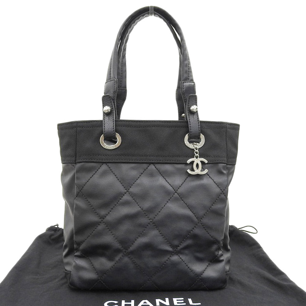 Chanel Paris Biarritz PM Leather Canvas Handbag A34208 in Great Condition