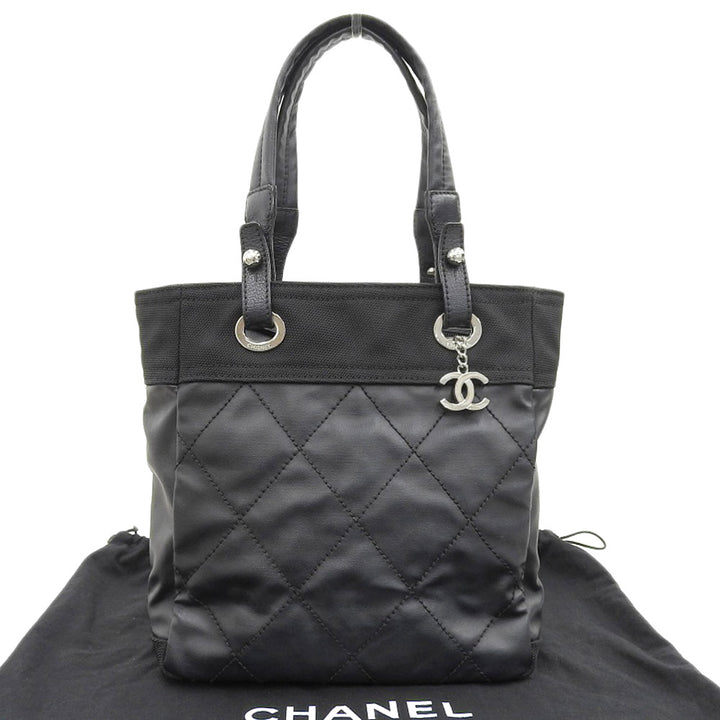 Chanel Paris Biarritz PM Leather Canvas Handbag A34208