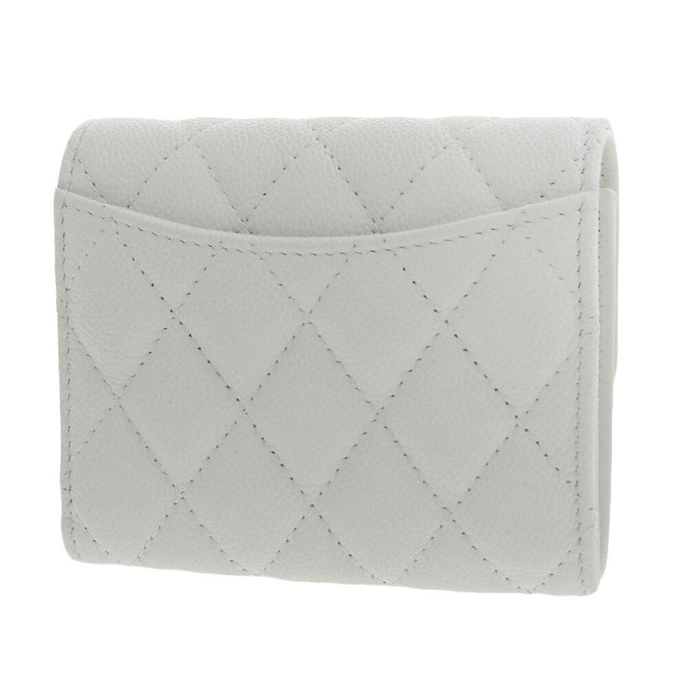 Chanel Caviar Skin Trifold Wallet White