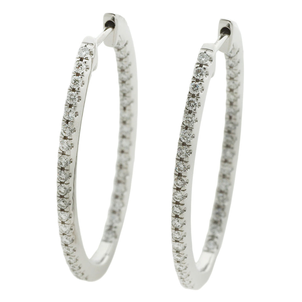 Ponte Vecchio K18WG White Gold Diamond Hoop Earrings in Excellent Condition