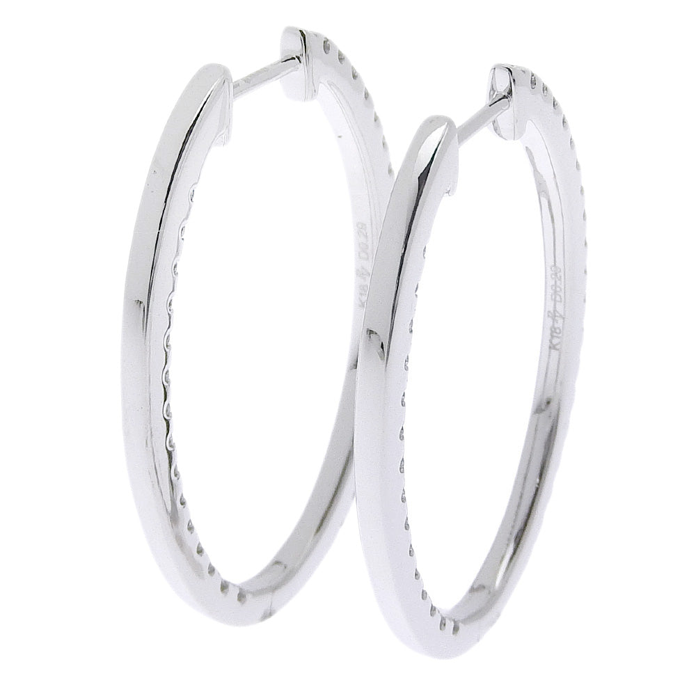 Ponte Vecchio K18WG White Gold Diamond Hoop Earrings in Excellent Condition