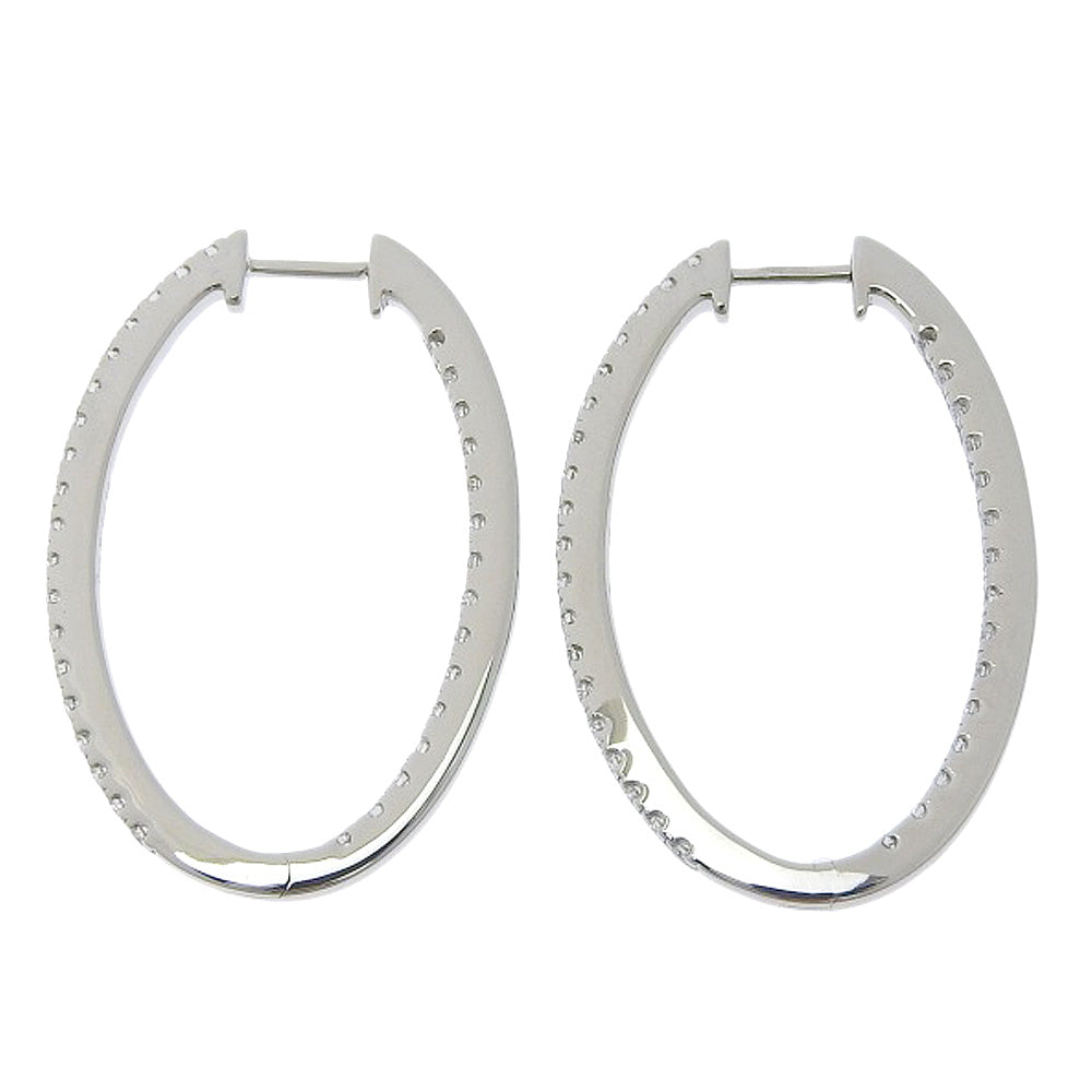 Ponte Vecchio K18WG White Gold Diamond Hoop Earrings in Excellent Condition