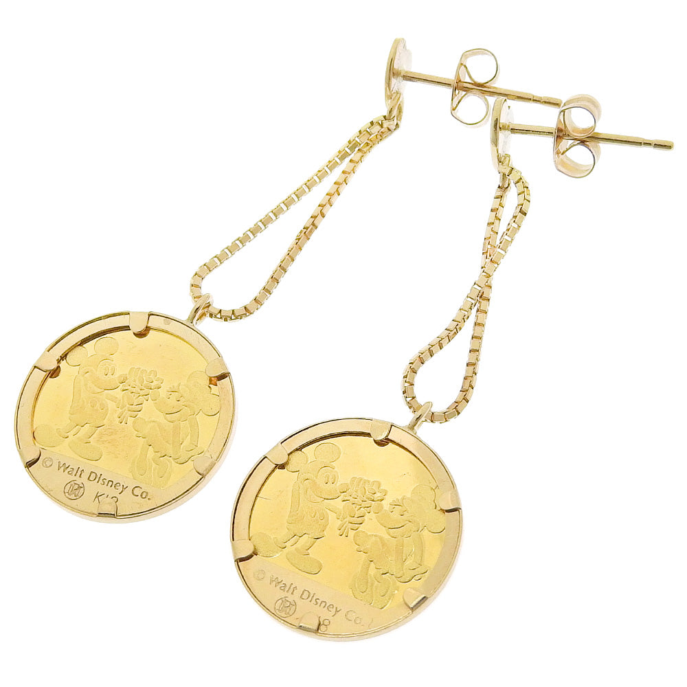 Walt Disney Mickey Mouse Coin Earrings K24YG/K18YG Yellow Gold in Excellent Condition