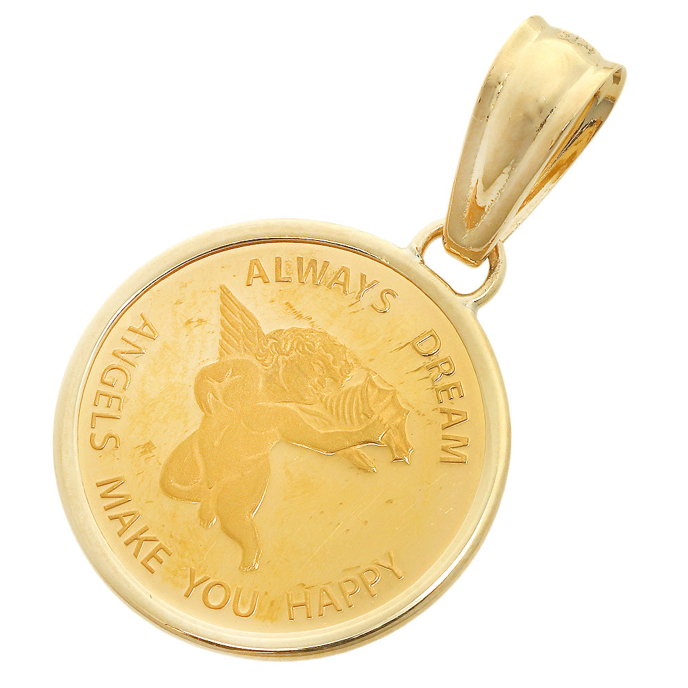 Swiss Gold Coin Pendant Top K24YG/K18YG Angel