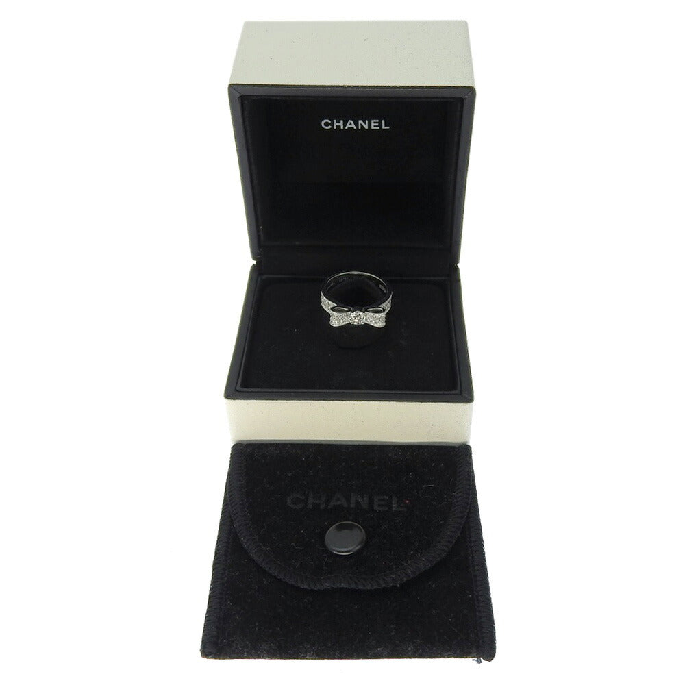 Chanel K18WG Diamond Ribbon Ring #50 in Excellent Condition