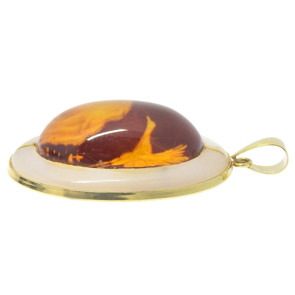 Amber Pendant K18YG 2.6cm 4.2cm 7.5g in Excellent Condition