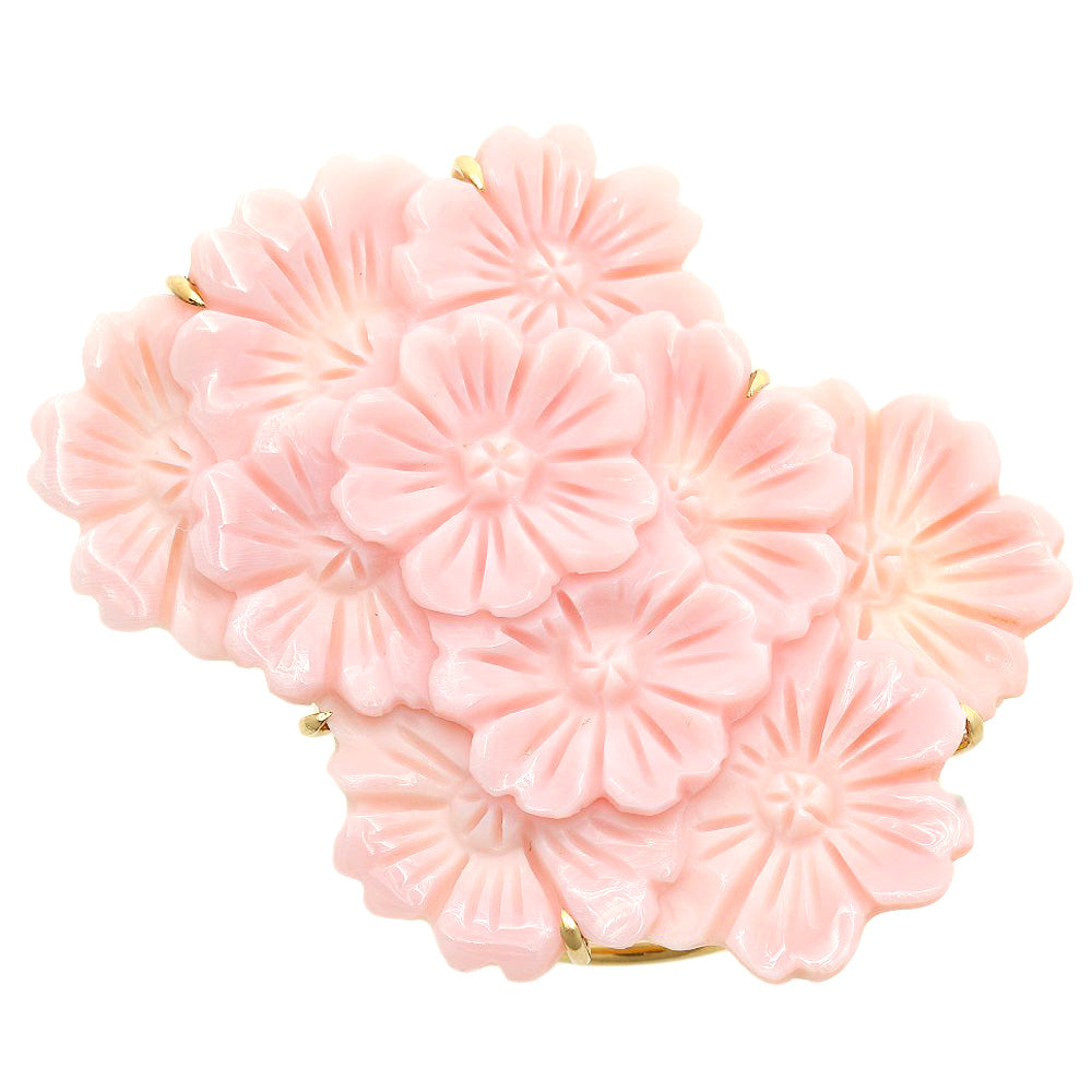 K18YG Pink Conch Shell Sakura Pendant Brooch