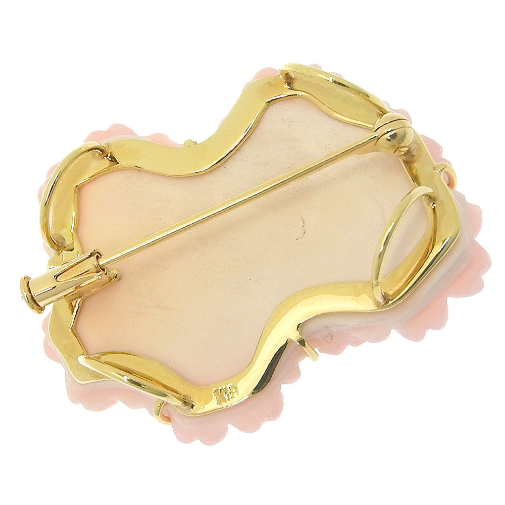 K18YG Pink Conch Shell Sakura Pendant Brooch