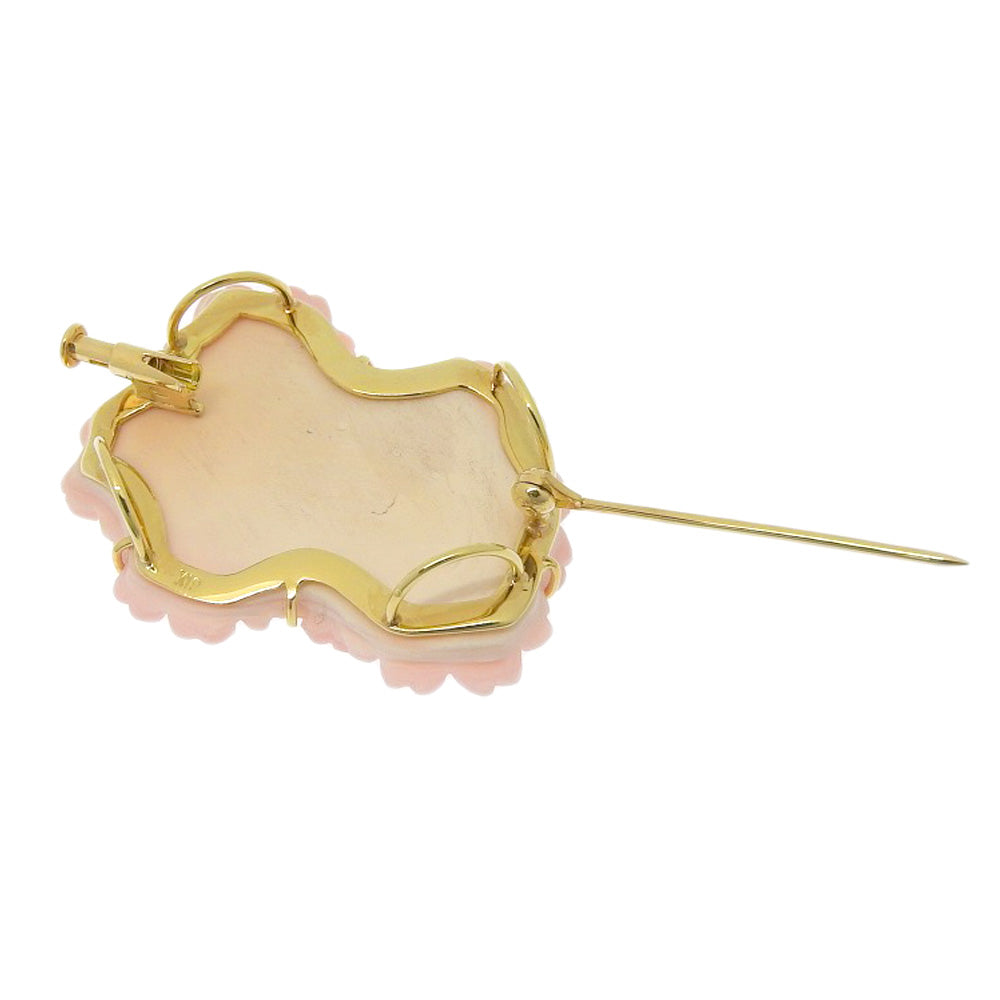 K18YG Pink Conch Shell Sakura Pendant Brooch