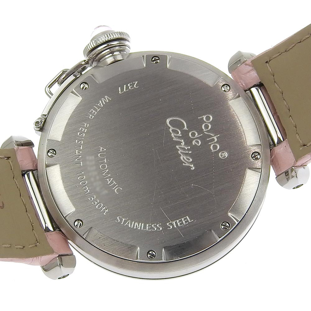 Cartier Pasha C Meridian GMT W3107099 Pink Dial SS Leather Automatic in Excellent Condition