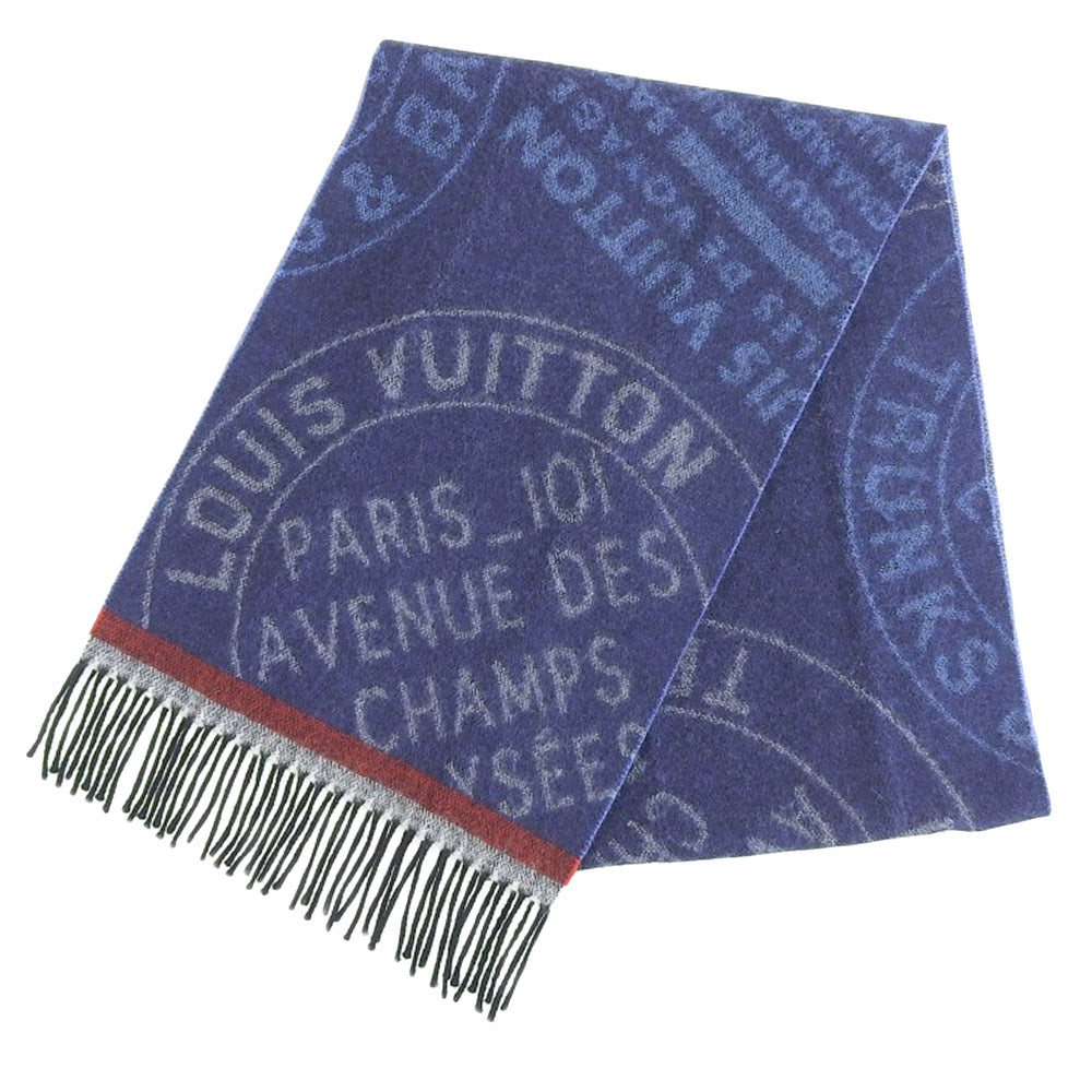 Louis Vuitton Echarpe Trunk Stamps Scarf 90% Wool 10% Cashmere 30x185.5cm M78528 in Great Condition