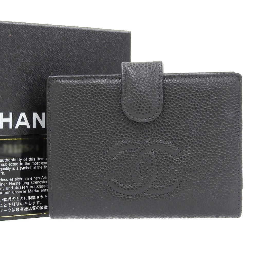 Chanel Caviar Skin Folding Wallet A13497 in Very Good Condition