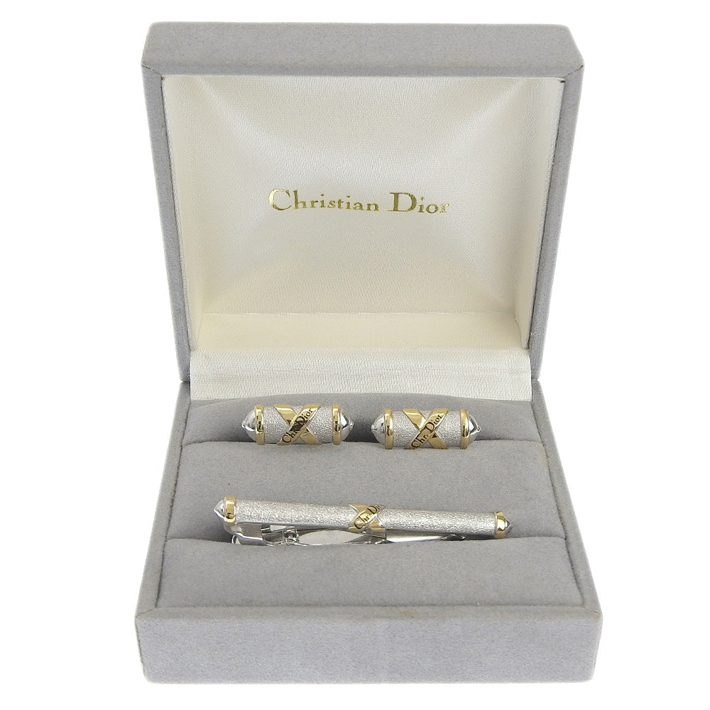 Christian Dior Logo Cufflinks & Tie Pin Set Vintage