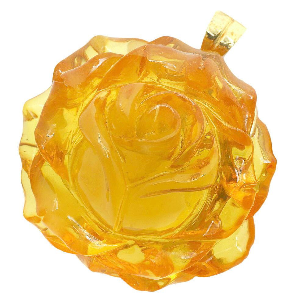 Amber Pendant Brooch K18YG No Brand