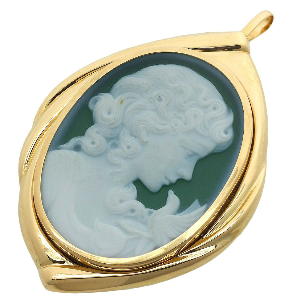 Agate Cameo Pendant Brooch K18YG