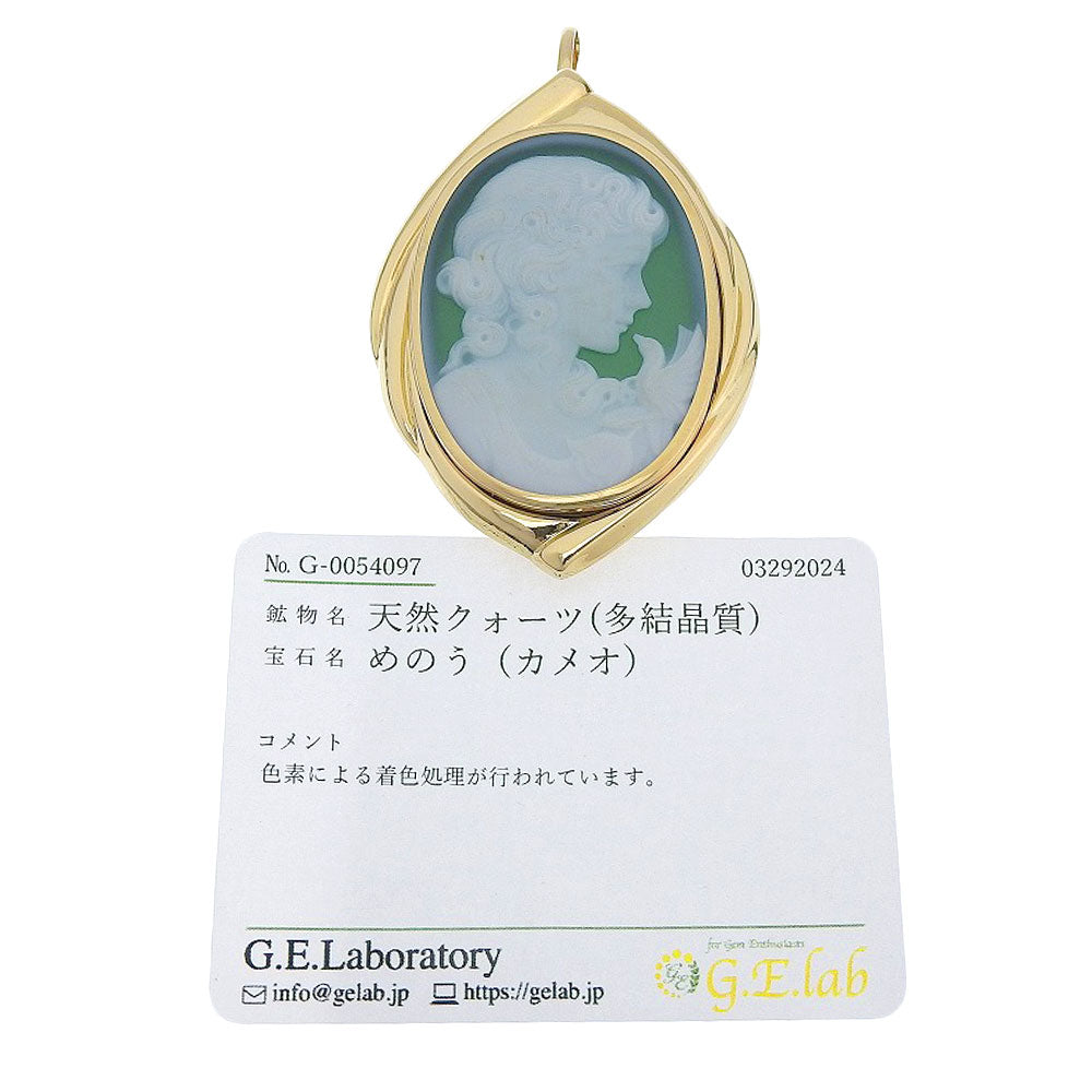 Agate Cameo Pendant Brooch K18YG