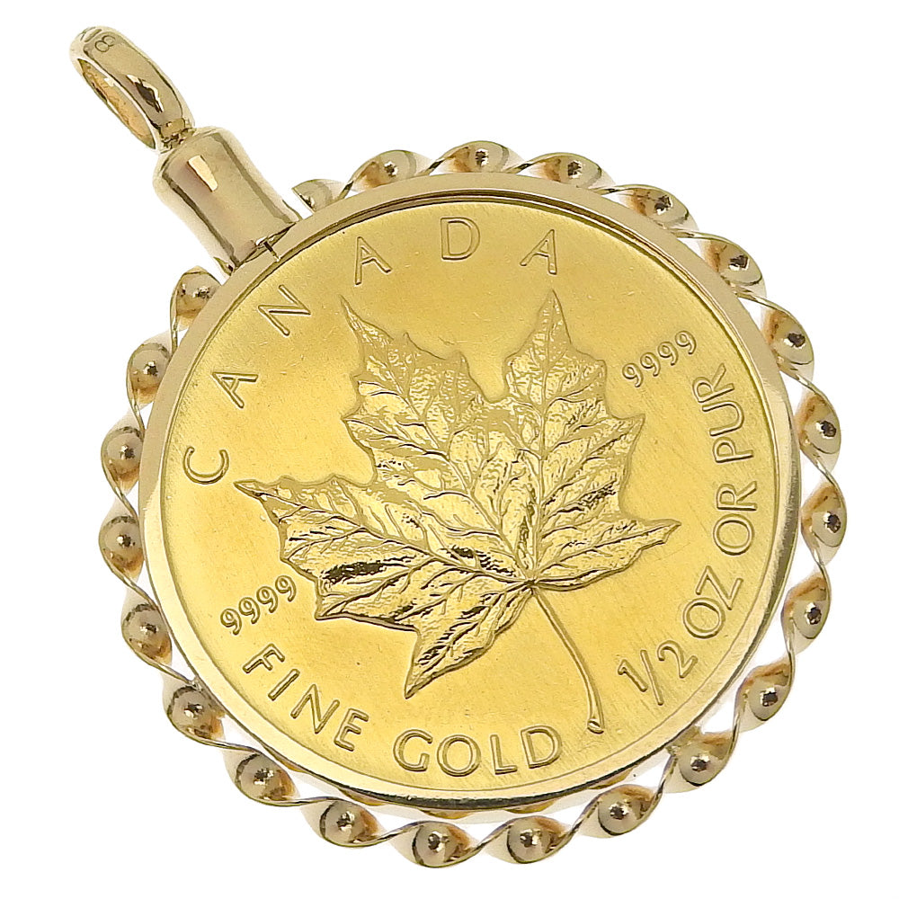 K24YG/K18YG 1/2 Ounce Gold Coin Pendant Maple Leaf