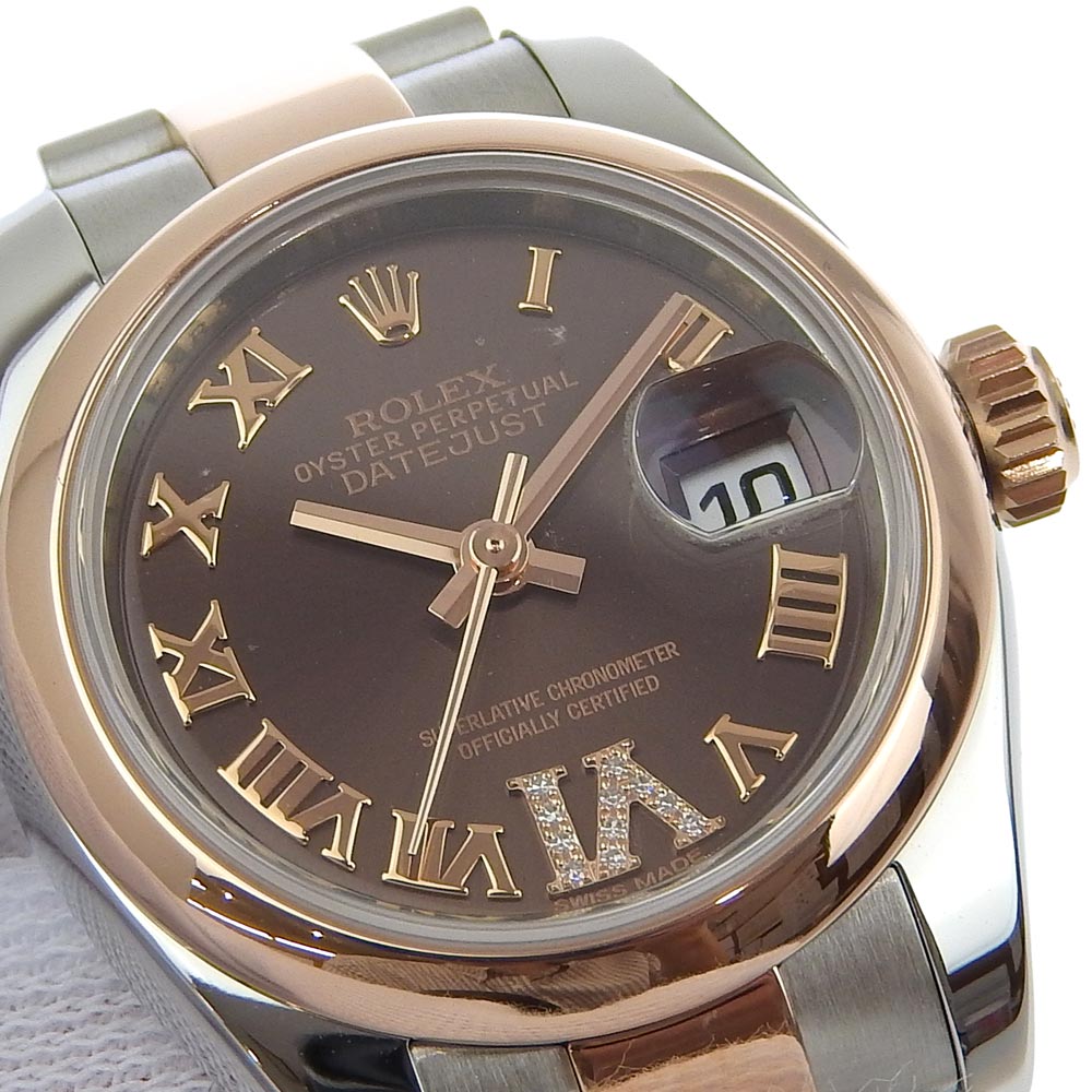 Rolex Datejust 179161 Chocolate Dial SS K18PG Diamond in Excellent Condition