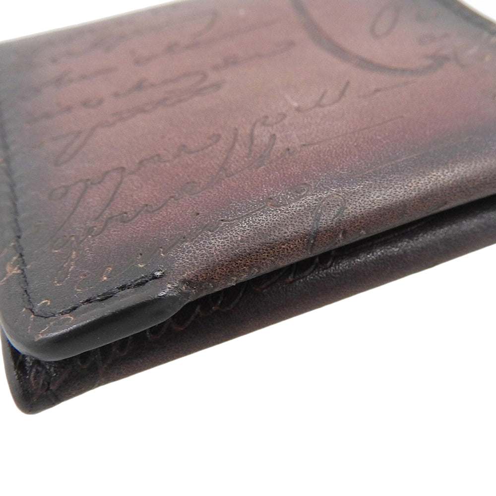 Berluti Calligraphy KHAYA Leather Coin Case Wine Red