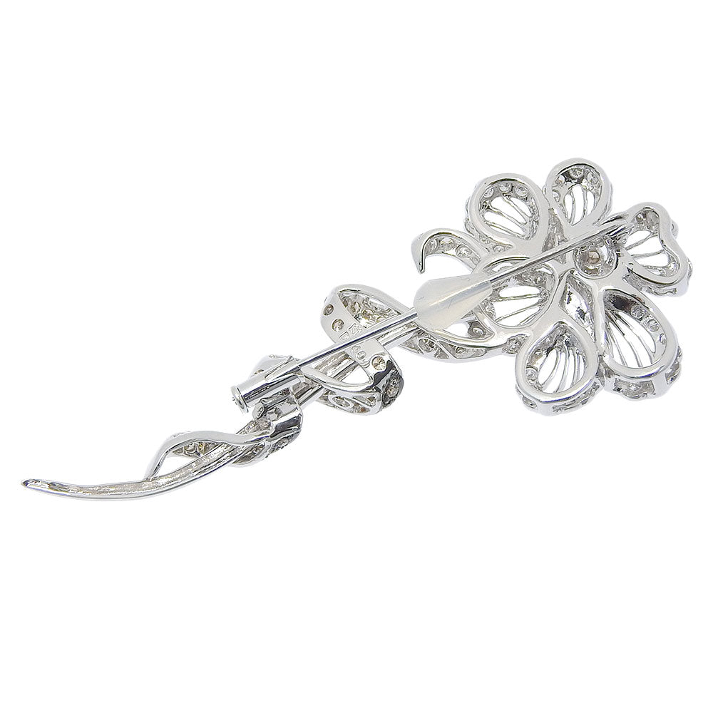 K18WG Diamond Flower Motif Brooch