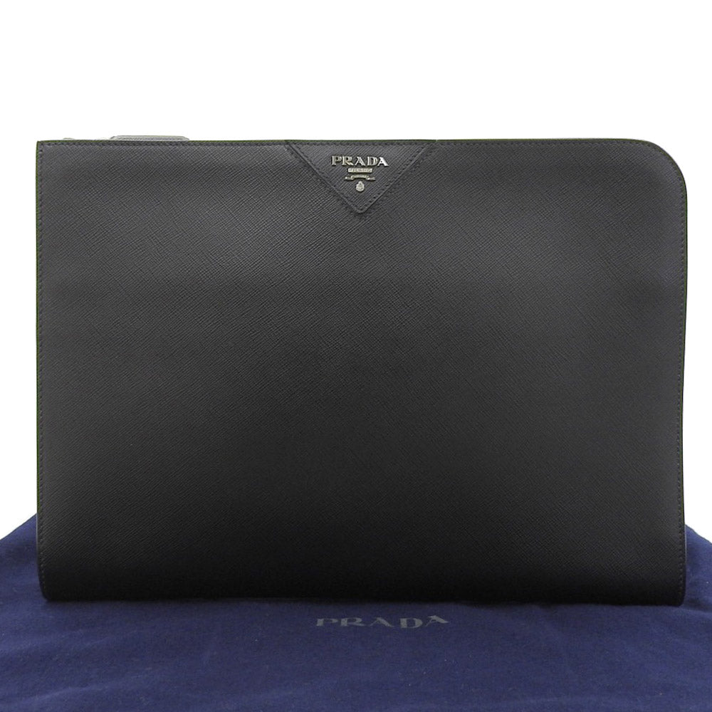 Prada Saffiano Leather Logo Clutch Bag 2VN003 in Excellent Condition