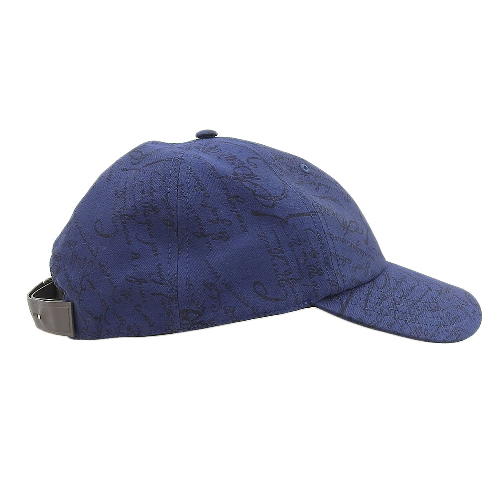 Berluti Calligraphy Canvas Baseball Cap Blue L Size in Great Condition