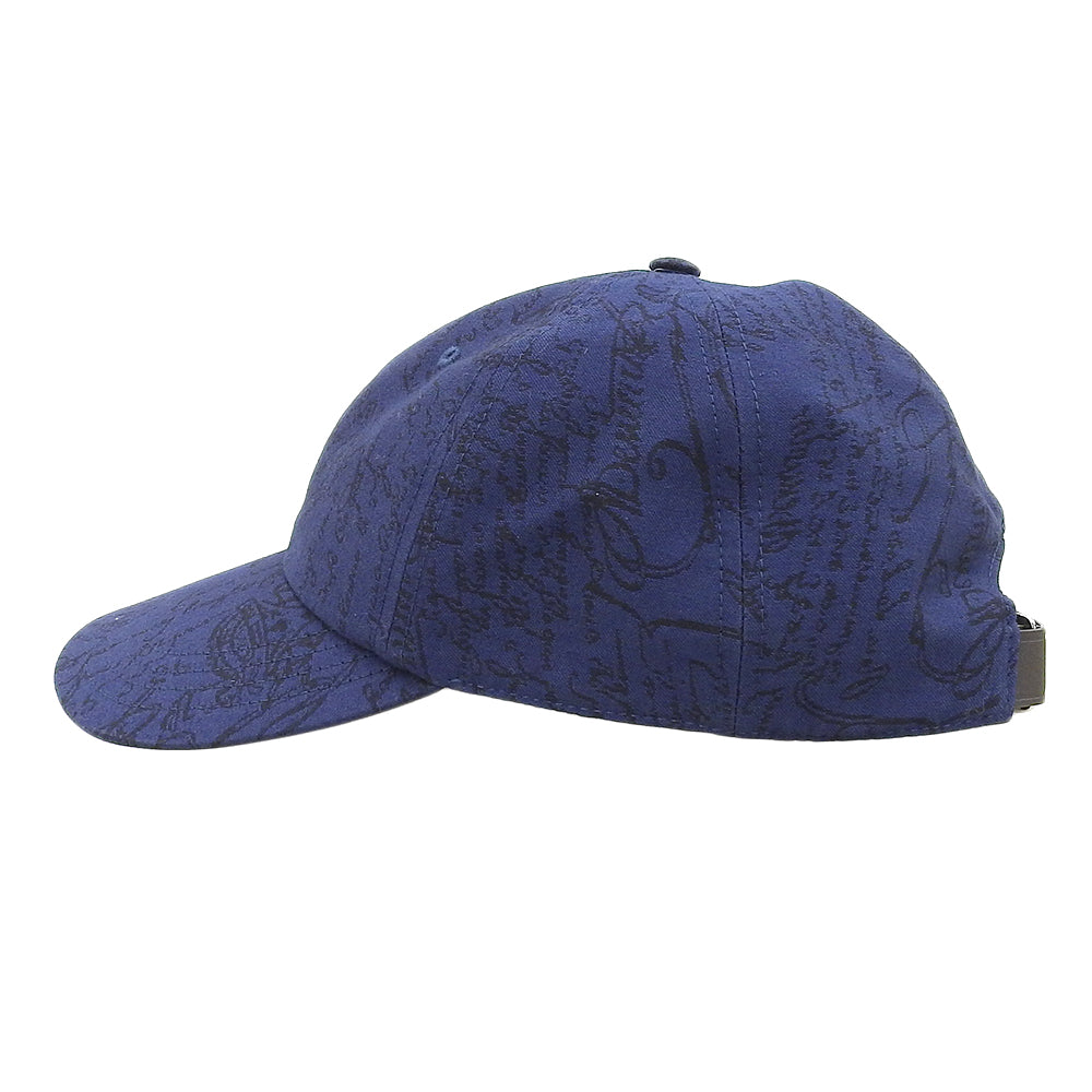 Berluti Calligraphy Canvas Baseball Cap Blue L Size in Great Condition