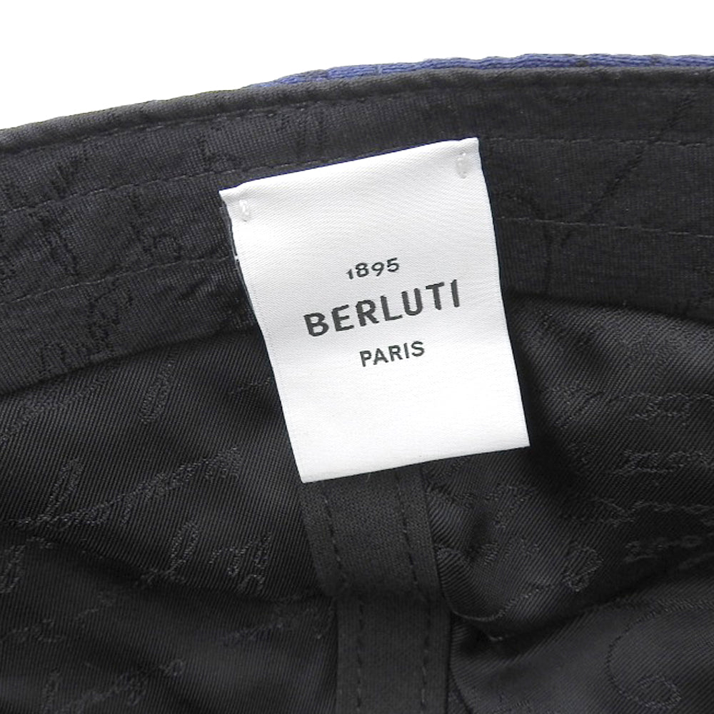 Berluti Calligraphy Canvas Baseball Cap Blue L Size in Great Condition