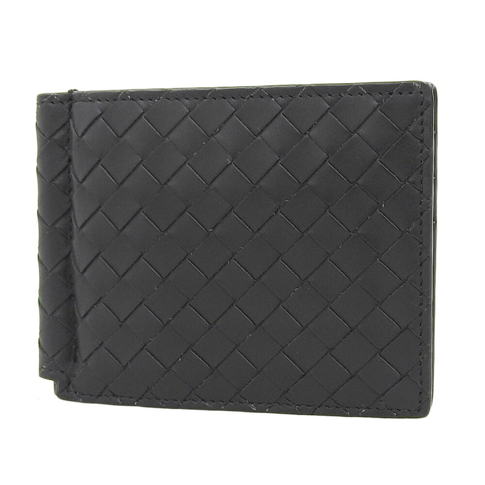 Bottega Veneta Leather Money Clip Wallet Black