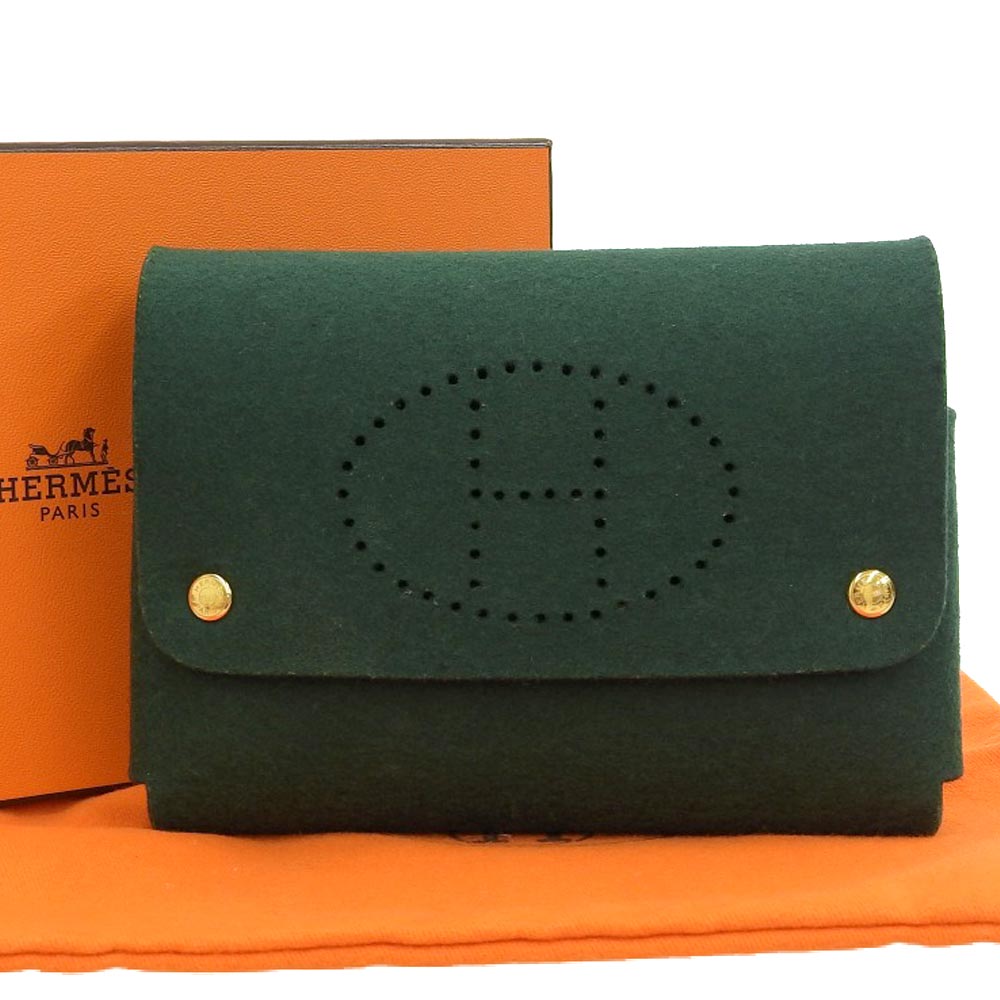 Hermes Felt Etui Cartes GM Multi-Case Green in Great Condition