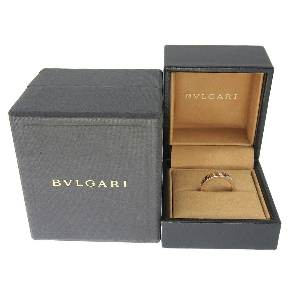 Bvlgari K18PG Diamond Double Logo Ring in Excellent Condition