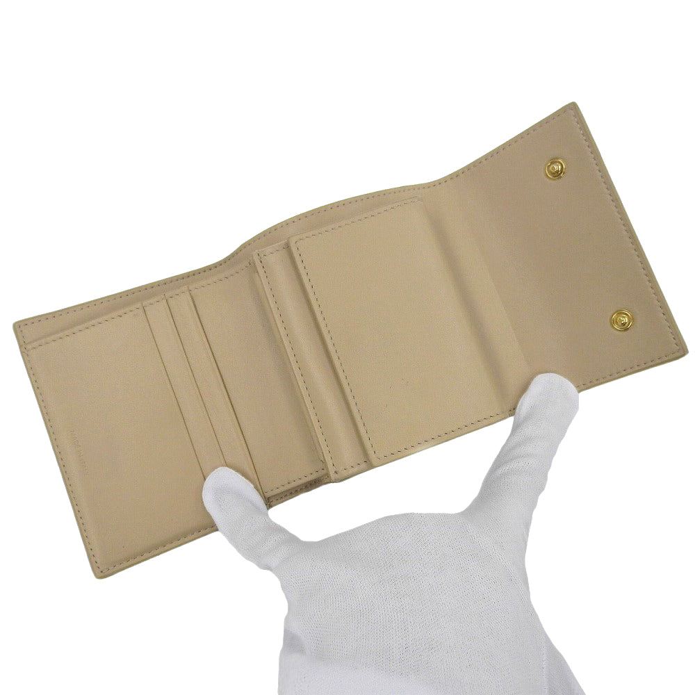 Celine Leather Trifold Wallet 10B573BEL Beige in Very Good Condition