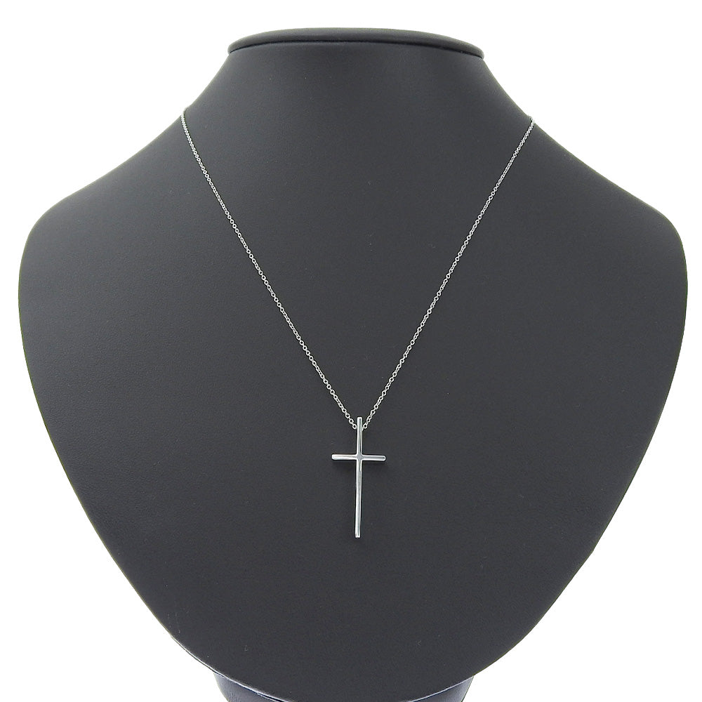 Tiffany & Co K18WG Cross Motif Necklace White Gold in Excellent Condition