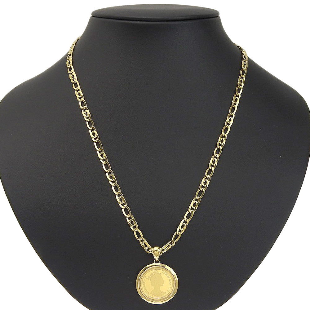 Authentic K24YG/K18YG 1/10 Ounce Gold Coin Necklace in Excellent Condition