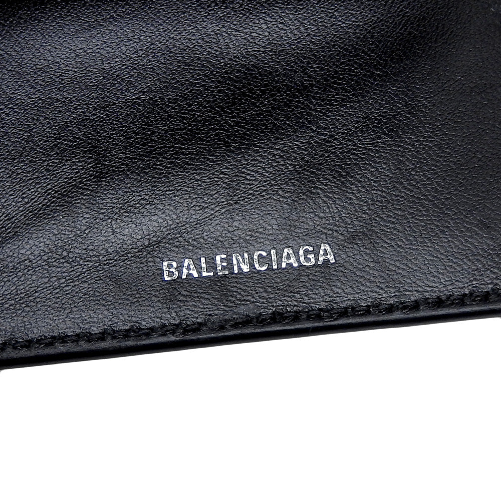 Balenciaga Leather Compact Wallet 594312 Black in Great Condition