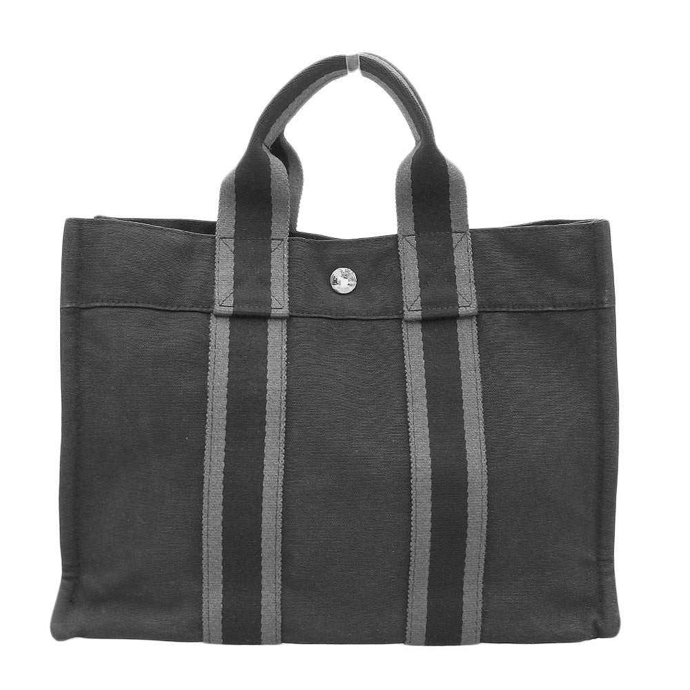 Hermes Canvas Fourre Tout PM Tote Bag Black in Very Good Condition