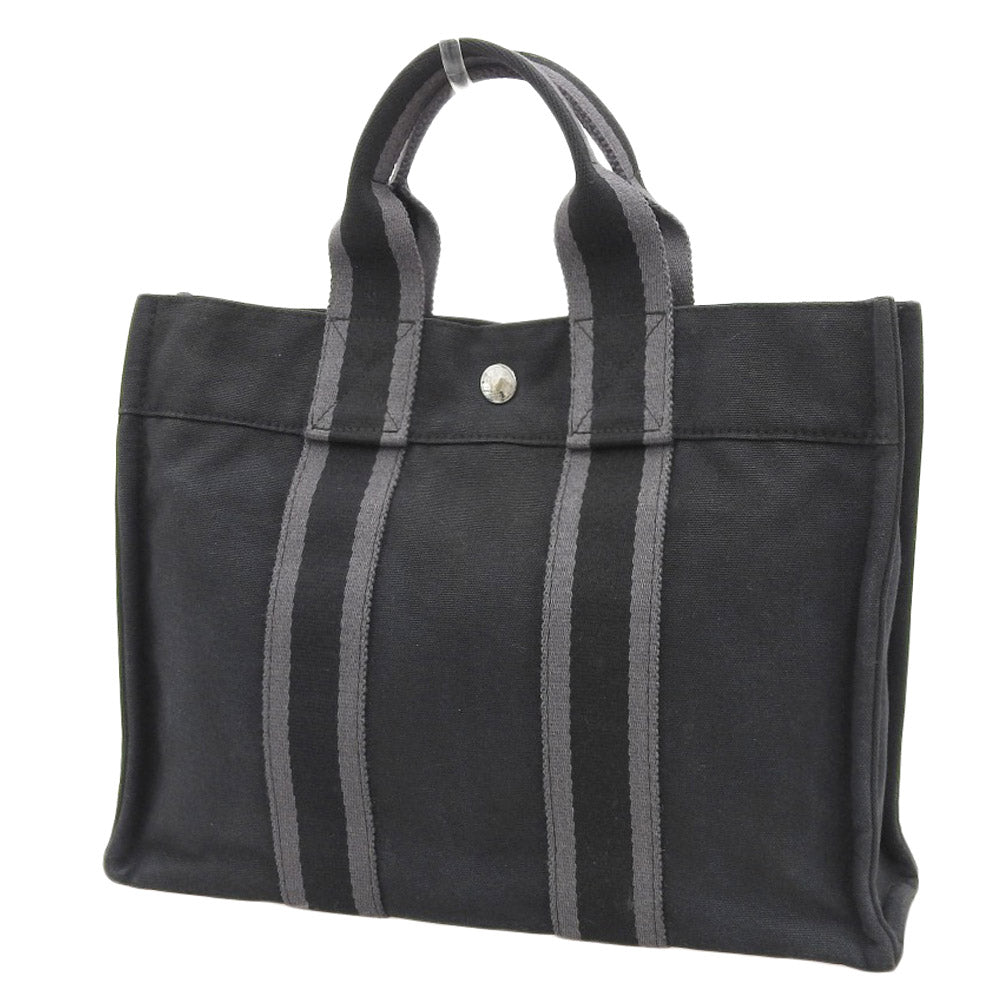 Hermes Canvas Fourre Tout PM Tote Bag Black in Very Good Condition